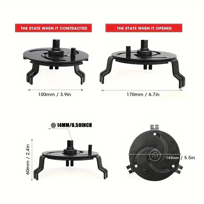 Wrenchie™ - Cheie Reglabila pentru Capac Rezervor Combustibil (100-170mm)