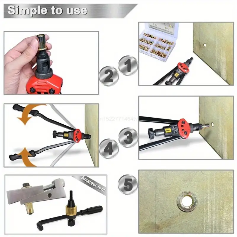 RivetMaster™ - Set 150 Buc. Piulite Nituibile Filetate, Cap Plat M3 M4 M5 M6 M8