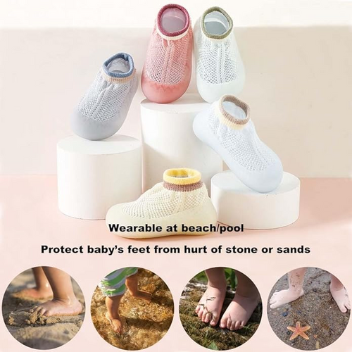 TinySteps™ - Sosete Antiderapante Respirabile pentru Copii, Stil Plasa cu Talpa