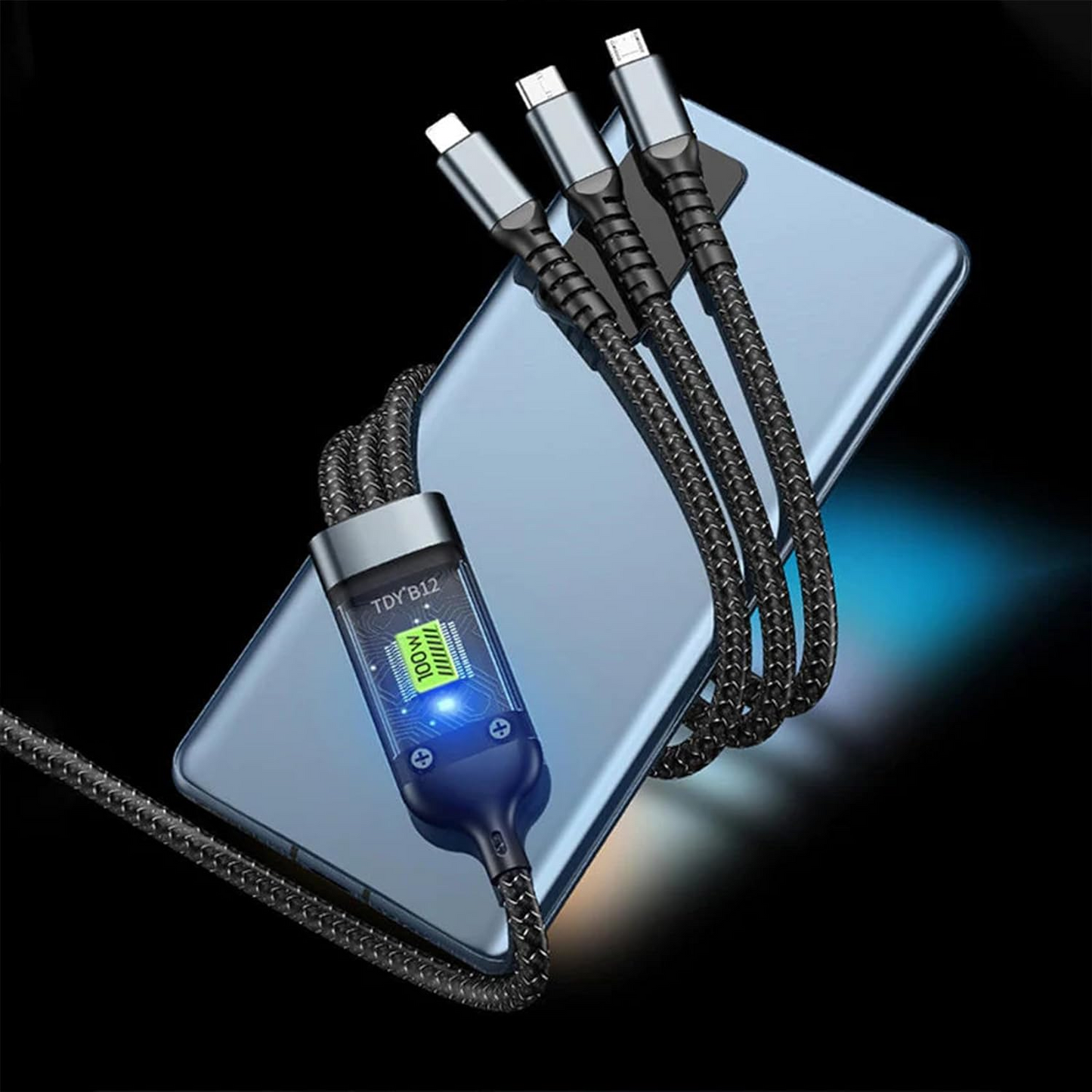 🔥OFERTA 1+1!🔥 FlashCord™ Cablu de încărcare super rapid luminos 3 în 1
