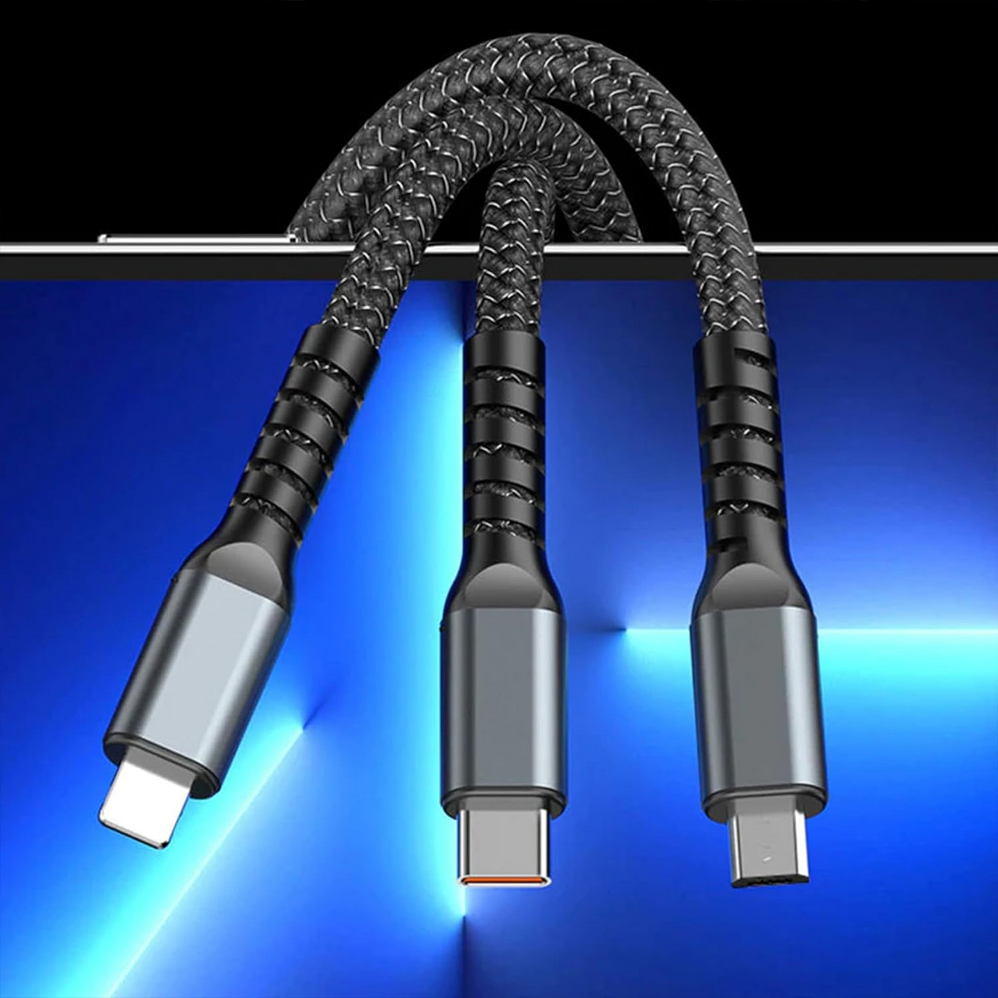 🔥OFERTA 1+1!🔥 FlashCord™ Cablu de încărcare super rapid luminos 3 în 1
