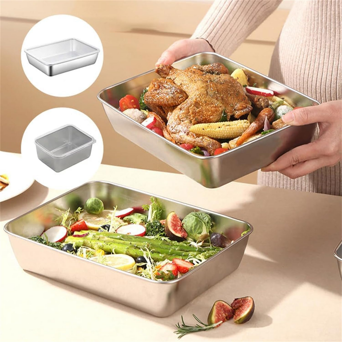 🔥OFERTA 1+1!🔥Tavita alimentara din otel inoxidabil