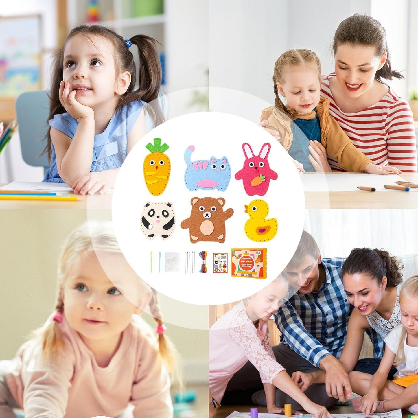 CraftZoo™ - Kit de Cusut Animalute din Fetru pentru Copii