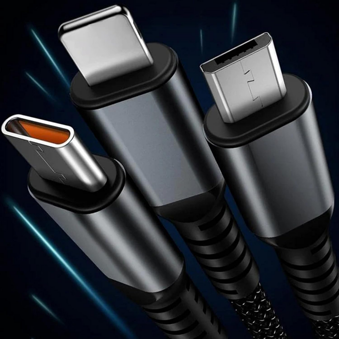 🔥OFERTA 1+1!🔥 FlashCord™ Cablu de încărcare super rapid luminos 3 în 1