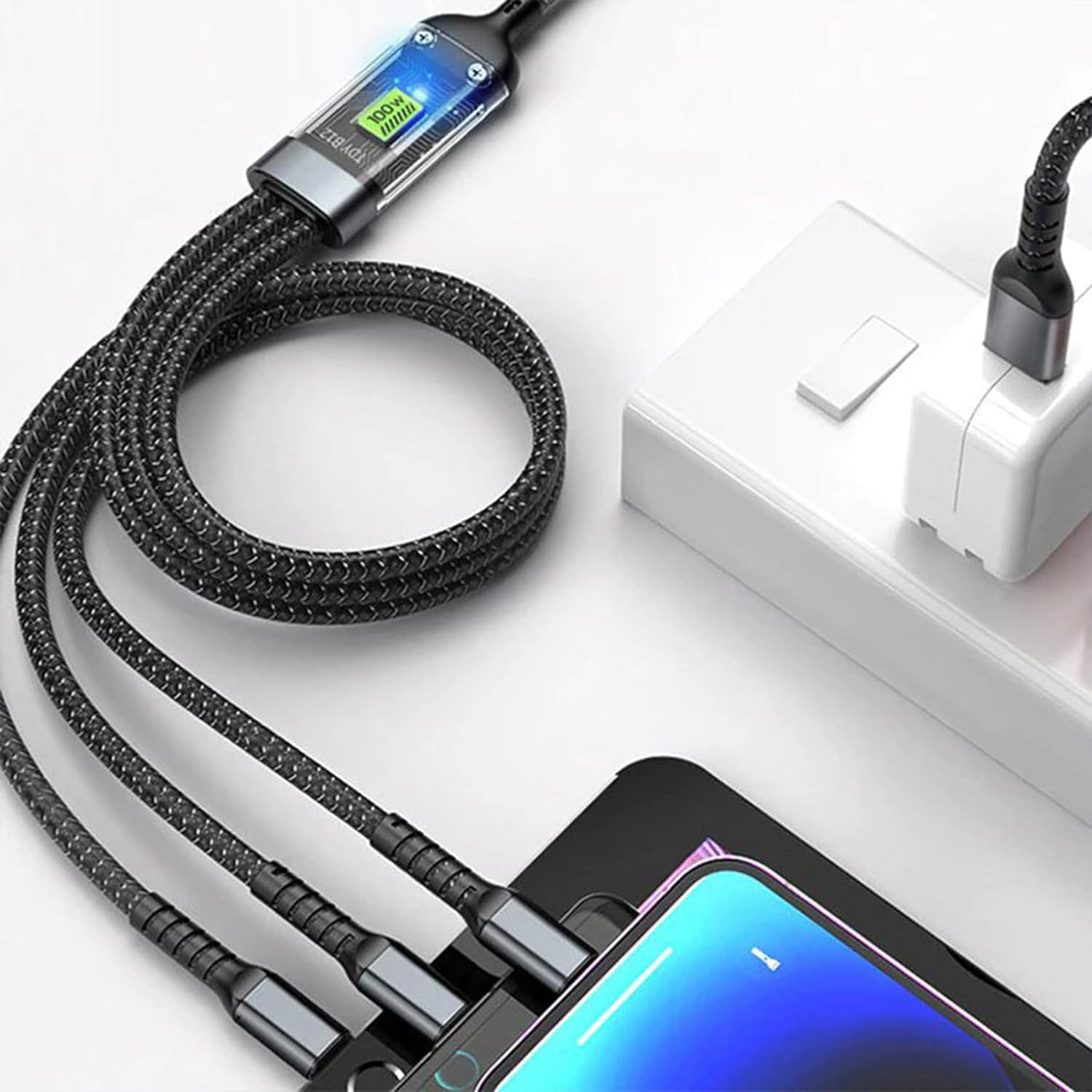 🔥OFERTA 1+1!🔥 FlashCord™ Cablu de încărcare super rapid luminos 3 în 1