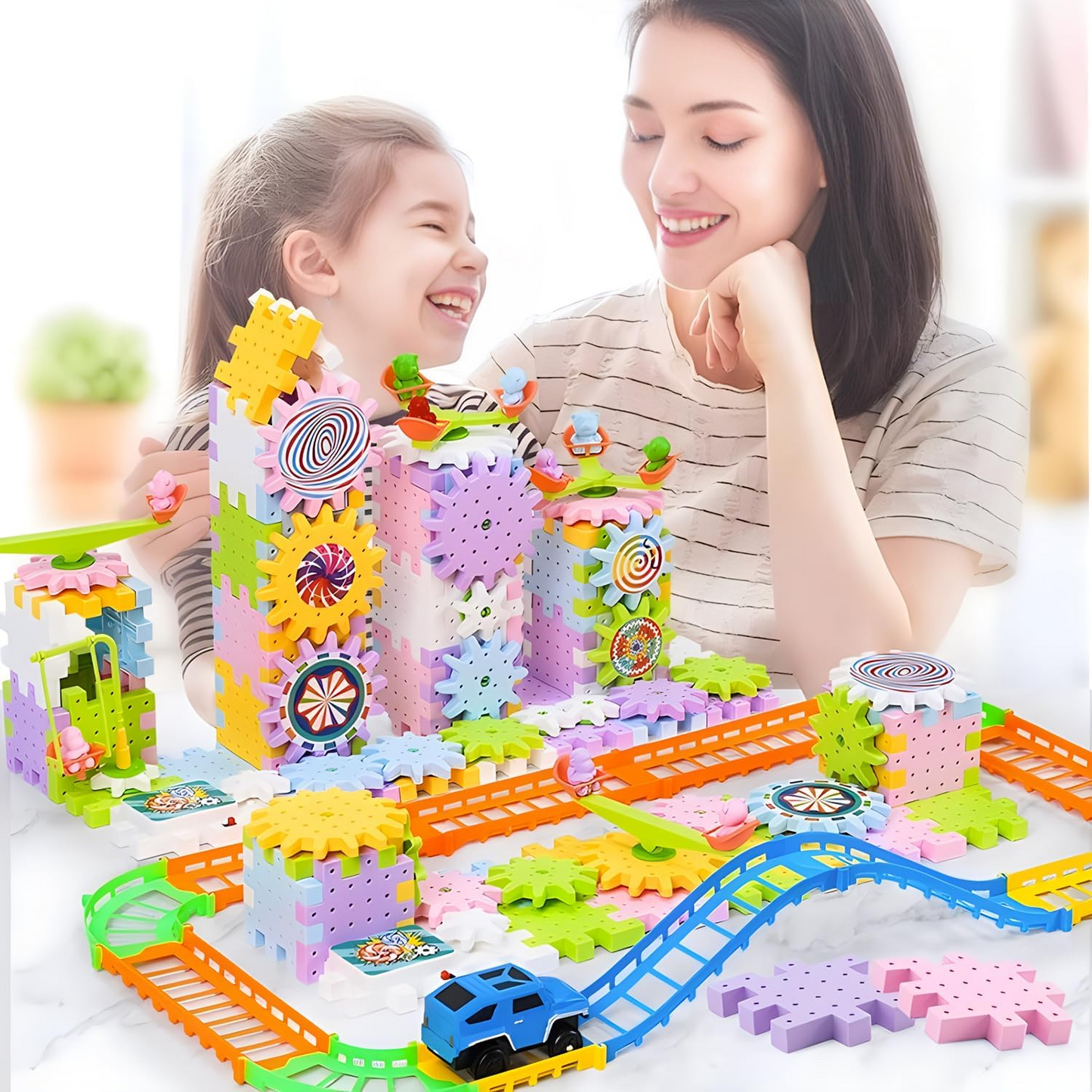MagicPark™ – Set de Constructie cu 203 Piese si Masinuta Electrica