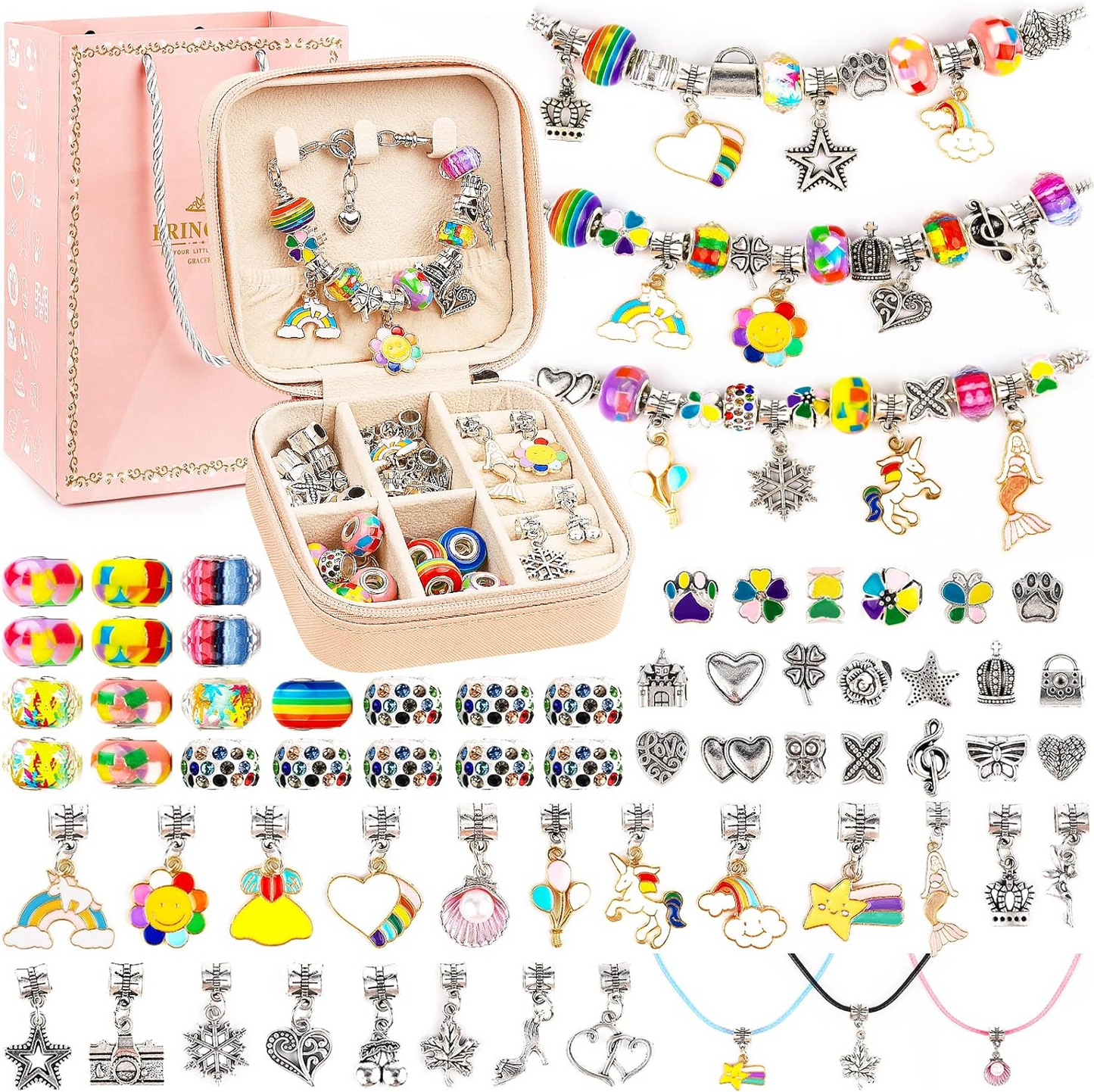 🔥OFERTA 1+1🔥Set de Realizare a Bratarilor pentru Fetite (60 Piese)