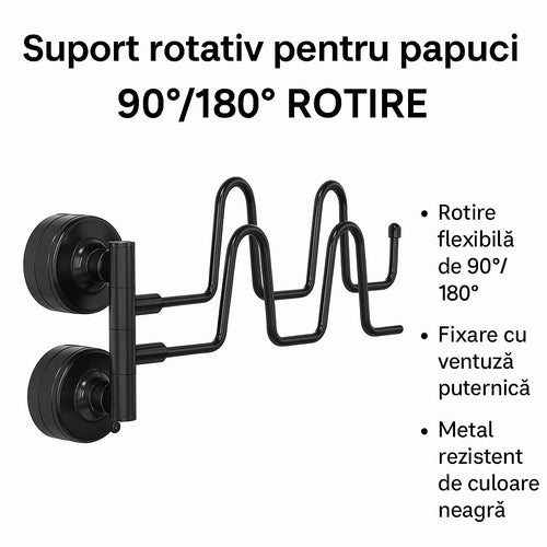 ShoeSpin™ - Suport rotativ pentru papuci – 90°/180° – fixare cu ventuza