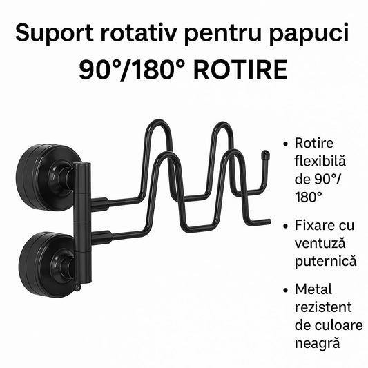 ShoeSpin™ - Suport rotativ pentru papuci – 90°/180° – fixare cu ventuza