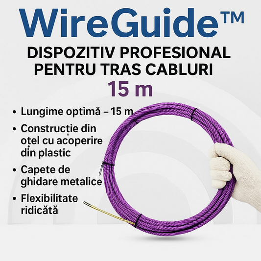 WireGuide™ – Dispozitiv Profesional pentru Tras Cabluri, 15 m
