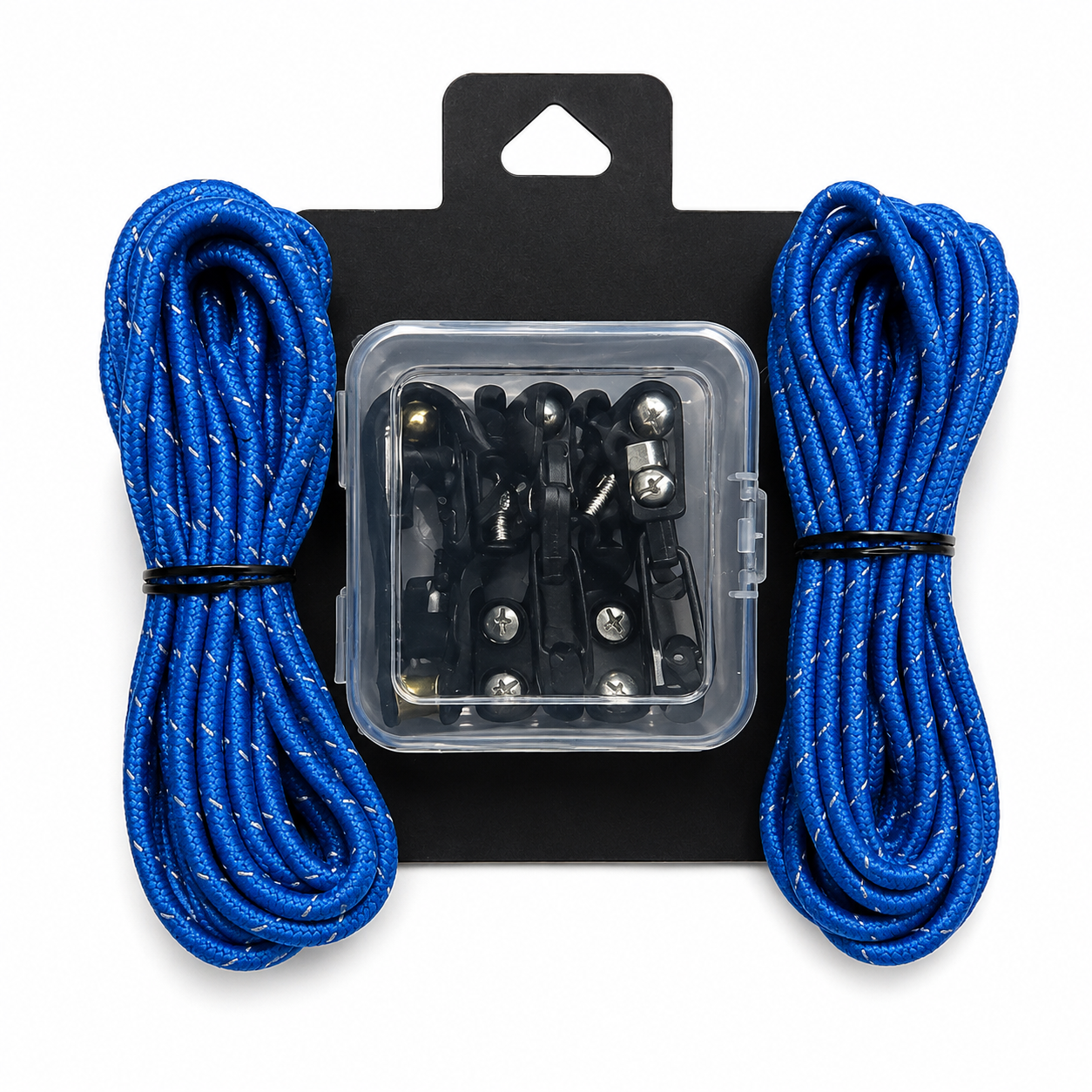 TUGPRO™ Set 6 Franghii Elastice negre Reflectorizante cu Carabiniere metalice