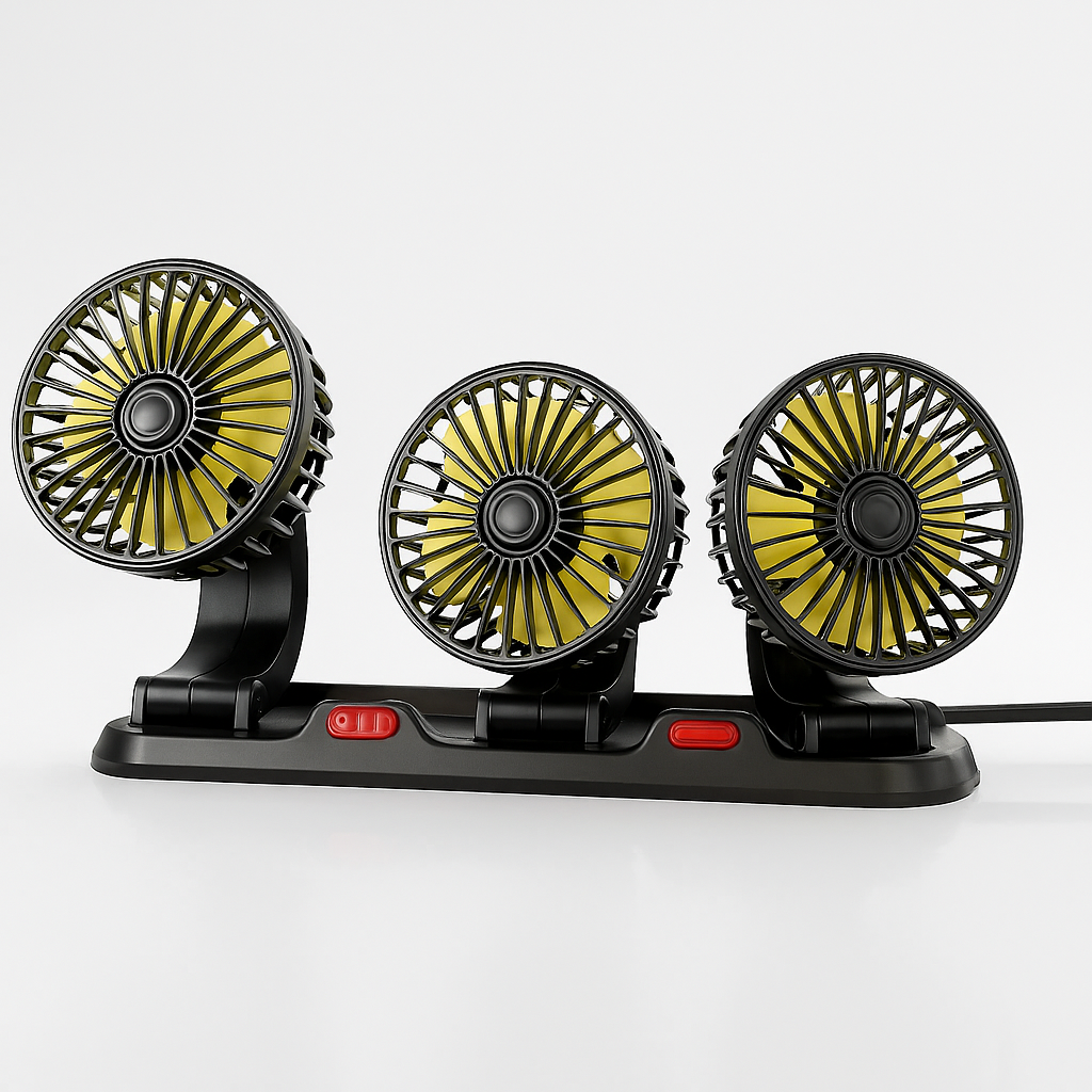 CarCooler Pro™ - Ventilator Auto cu 3 Capete Rotative si Placuta de Parcare