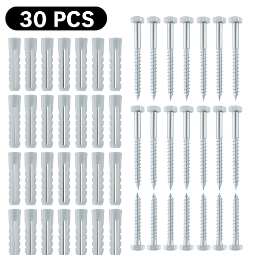 FixPro™ – Set 30 Dibluri de Expansiune 10x60 mm + Suruburi Hexagonale 6x60 mm