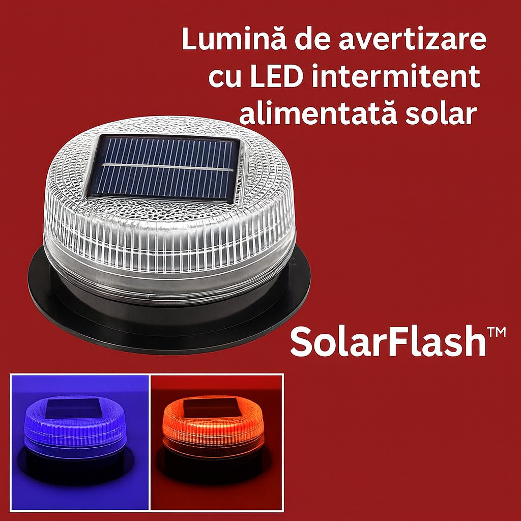 FlashSolar™ – Lumina de avertizare cu LED intermitent alimentata solar