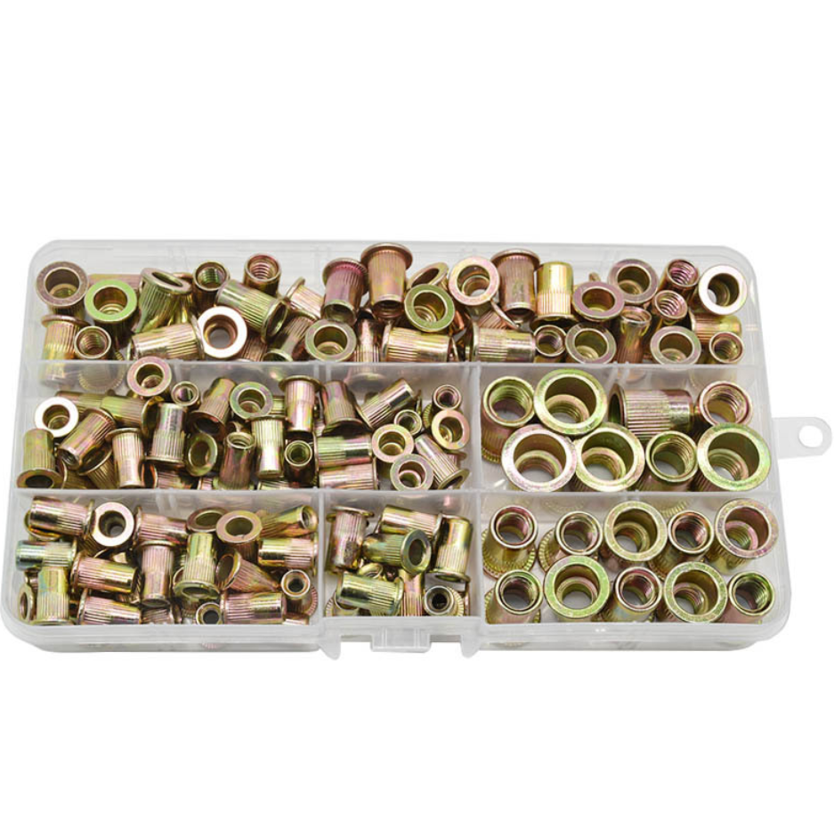 RivetMaster™ - Set 150 Buc. Piulite Nituibile Filetate, Cap Plat M3 M4 M5 M6 M8