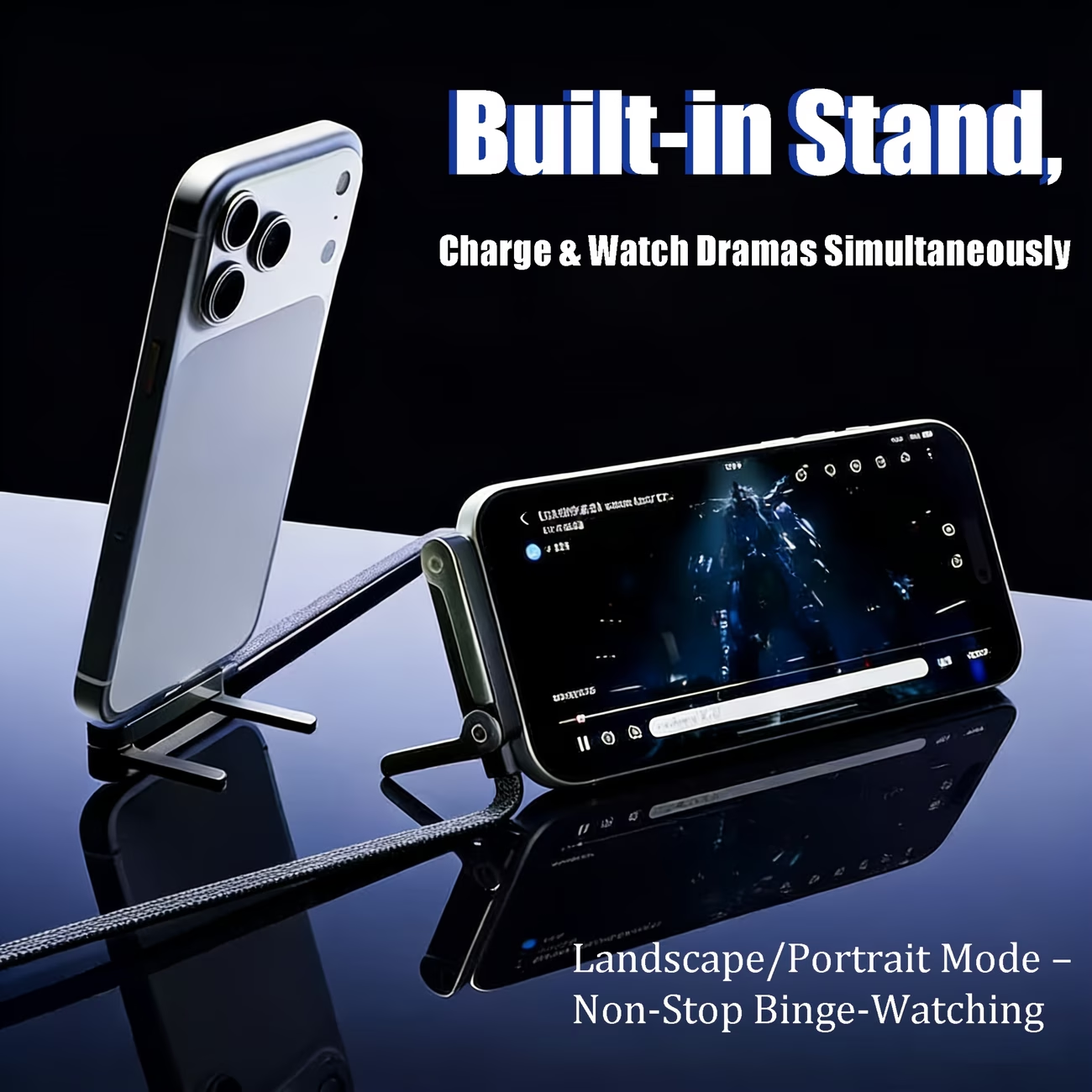 🔥OFERTA 1+1!🔥PowerStand™ – Cablu Fast Charge 240W cu Suport pentru Telefon (1.5m)