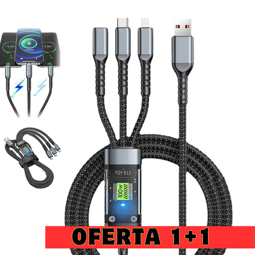 🔥OFERTA 1+1!🔥 FlashCord™ Cablu de încărcare super rapid luminos 3 în 1