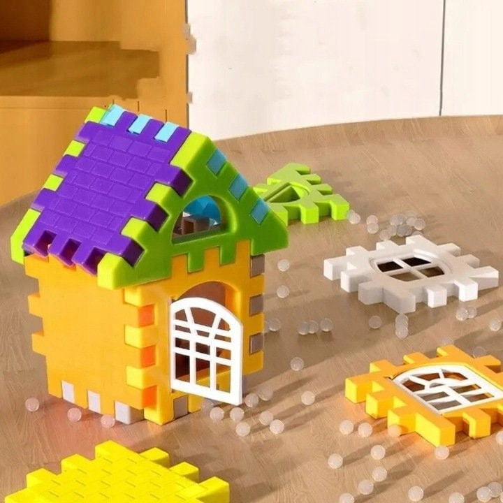 BlocksyTown™ – Set de Constructie Magnetica 320 Piese cu Ferestre si Usi