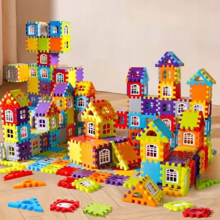 BlocksyTown™ – Set de Constructie Magnetica 320 Piese cu Ferestre si Usi