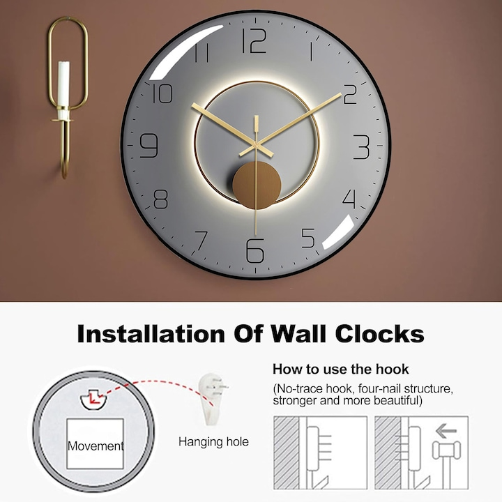 LumiClock™ - Ceas de Perete Modern cu Pendul 35 cm