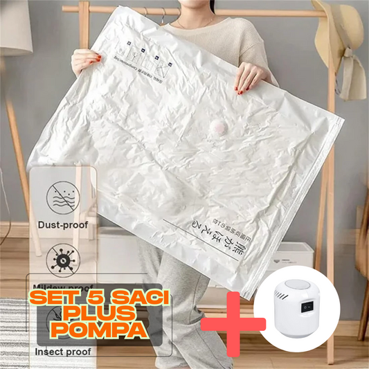 Saci de compresie in vid (Set 5 Bucati + Pompa)