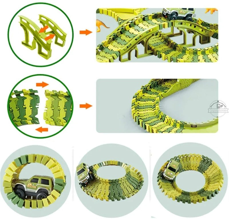 Set Jucărie cu Pista de Dinozaur (163 piese)