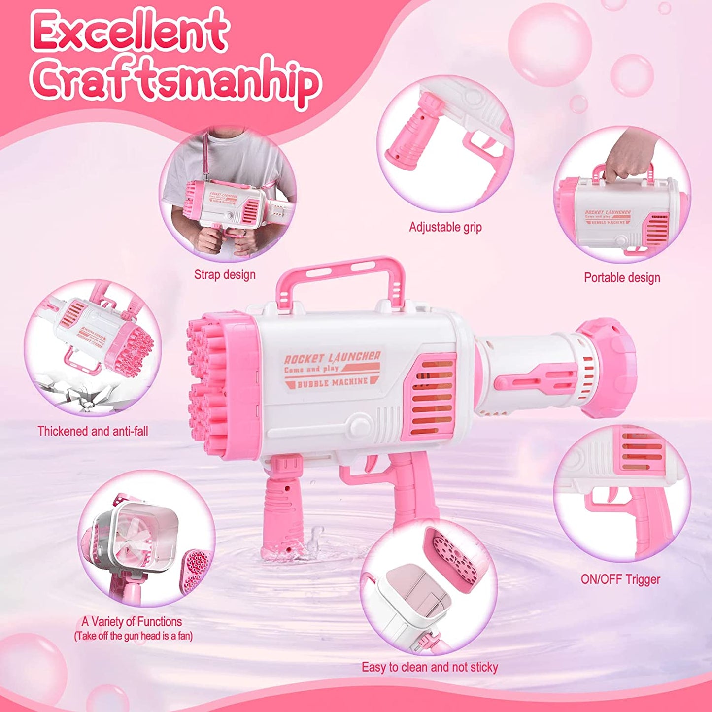 BubbleBoom™ Tun cu Bule XL cu Lumini LED Colorate (64 Gauri)