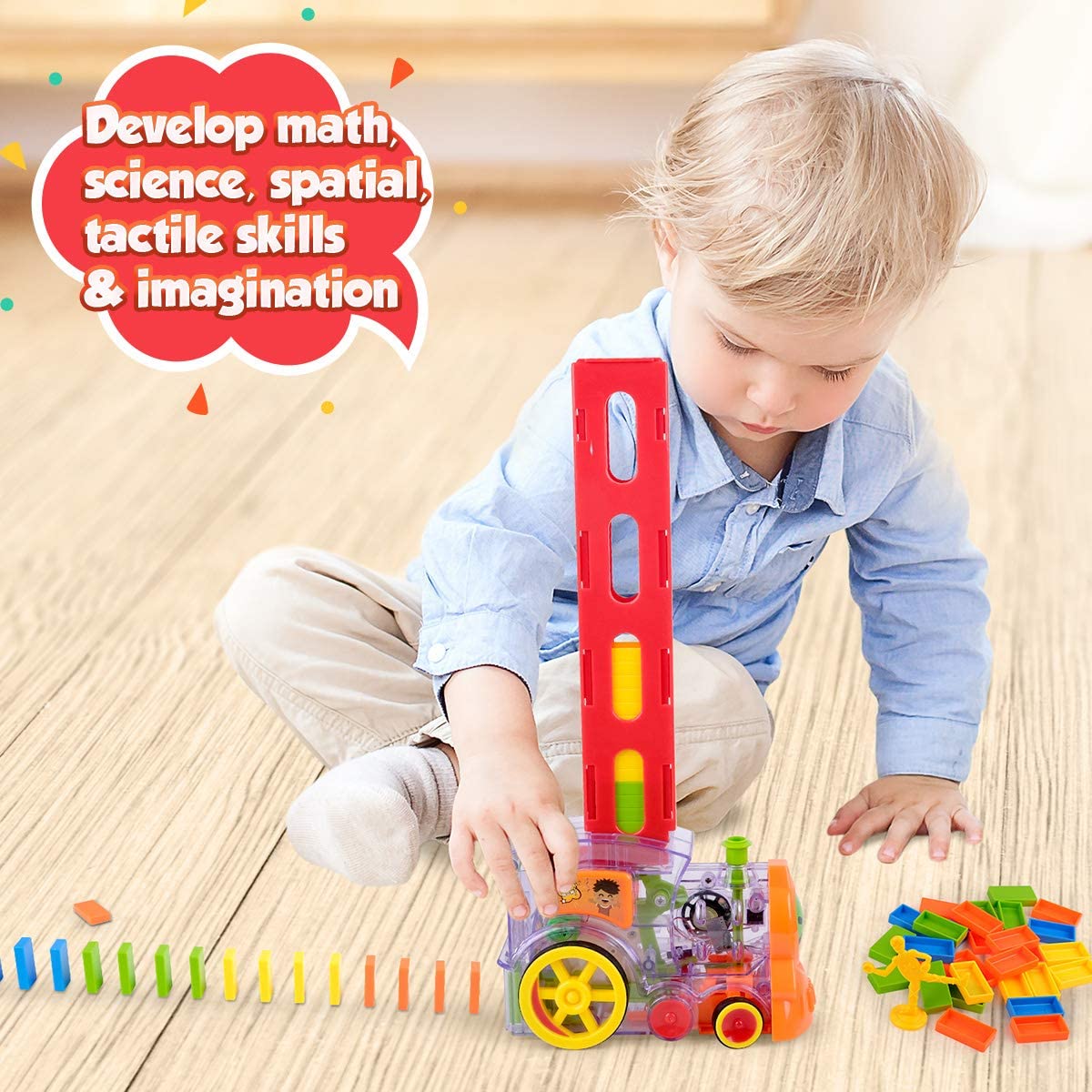 š„OFERTA 1+1!š„Tren de Raliu Domino cu Lumini (60 Blocuri)