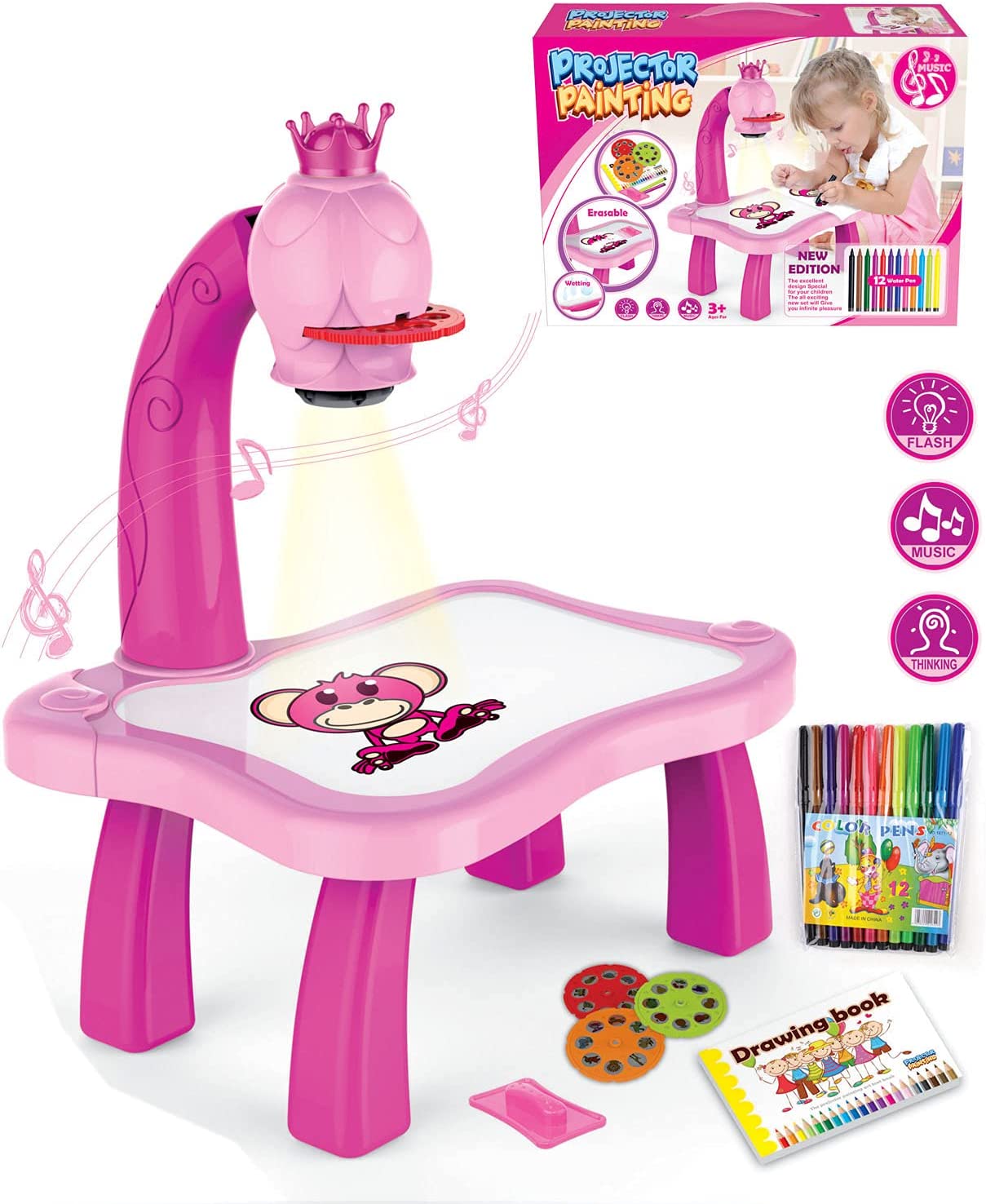 🔥OFERTA 1+1!🔥Proiector Inteligent de desenat cu Lumini si Muzica