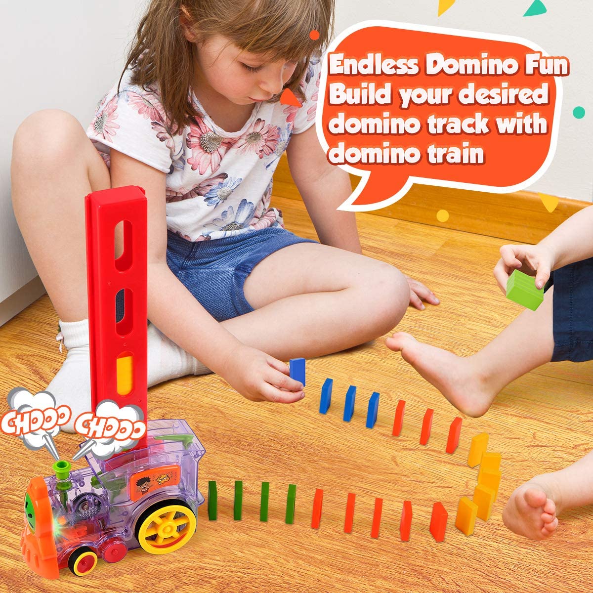 š„OFERTA 1+1!š„Tren de Raliu Domino cu Lumini (60 Blocuri)