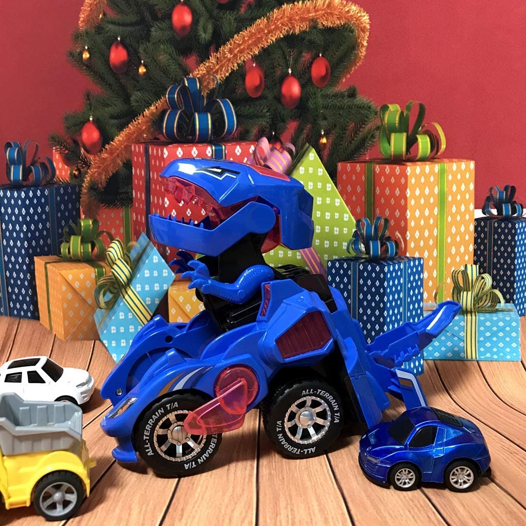 Dino⢠Masinuta care se transforma in Dinozaur cu LED-uri (Albastru) - ShopGuru