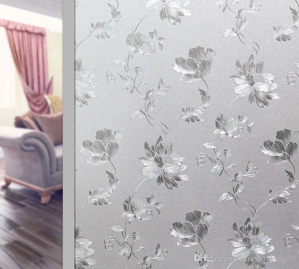 Folie decorativă mată cu model floral pentru ferestre