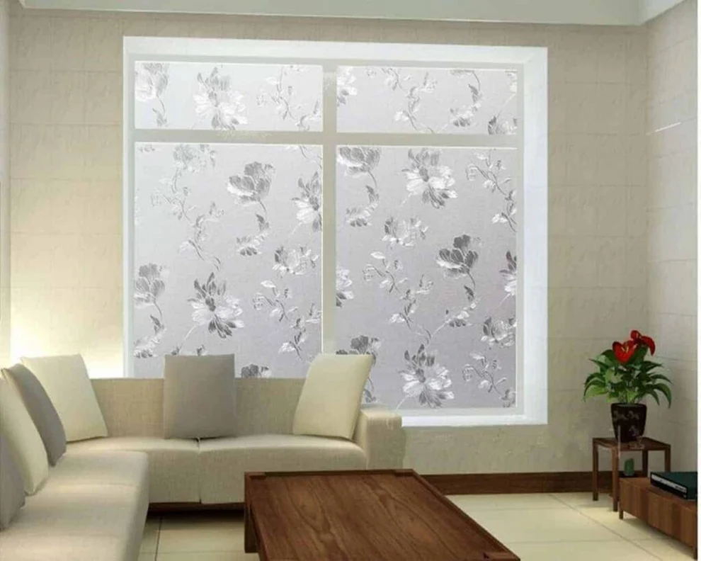Folie decorativă mată cu model floral pentru ferestre