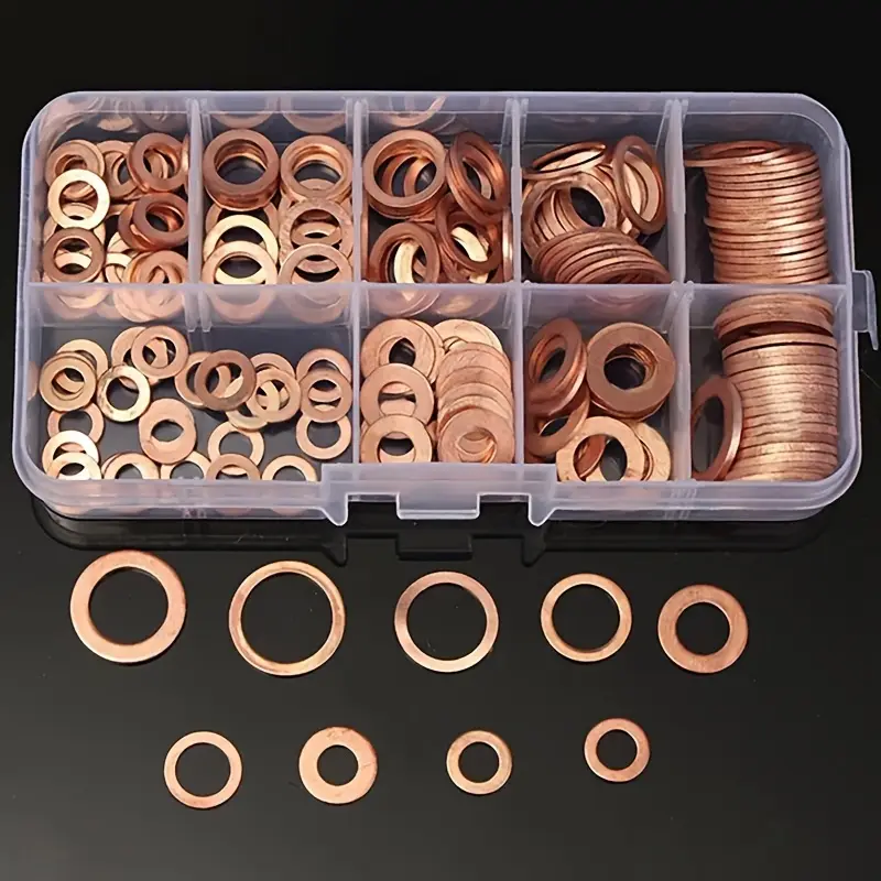 SealCopper™ – Set 200 Garnituri Etansare din Cupru O-Ring în Cutie Organizatoare