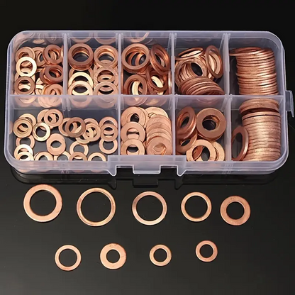 SealCopper™ – Set 200 Garnituri Etansare din Cupru O-Ring în Cutie Organizatoare