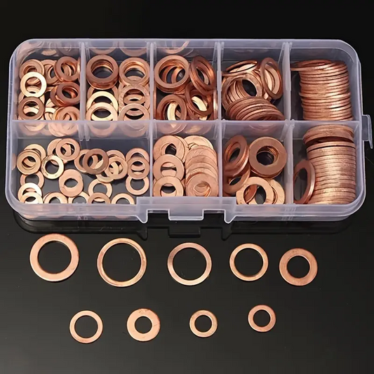 SealCopper™ – Set 200 Garnituri Etansare din Cupru O-Ring în Cutie Organizatoare