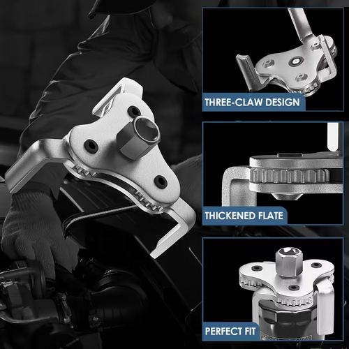 TripleGrip™ – Cheie Reglabila cu 3 Brate pentru Filtru de Ulei