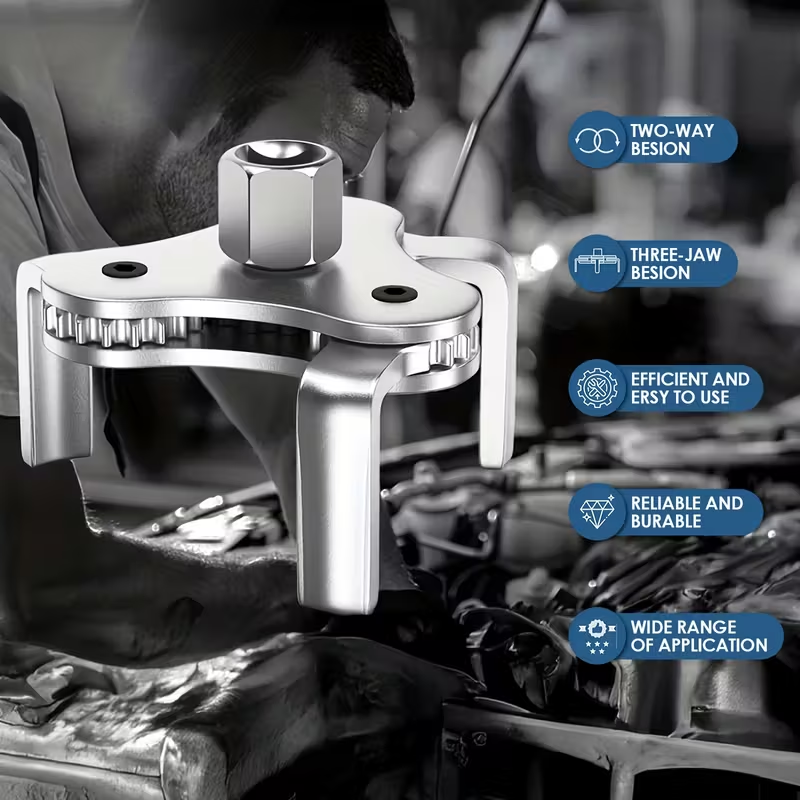 TripleGrip™ – Cheie Reglabila cu 3 Brate pentru Filtru de Ulei