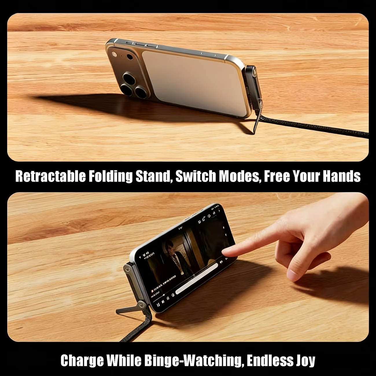 🔥OFERTA 1+1!🔥PowerStand™ – Cablu Fast Charge 240W cu Suport pentru Telefon (1.5m)