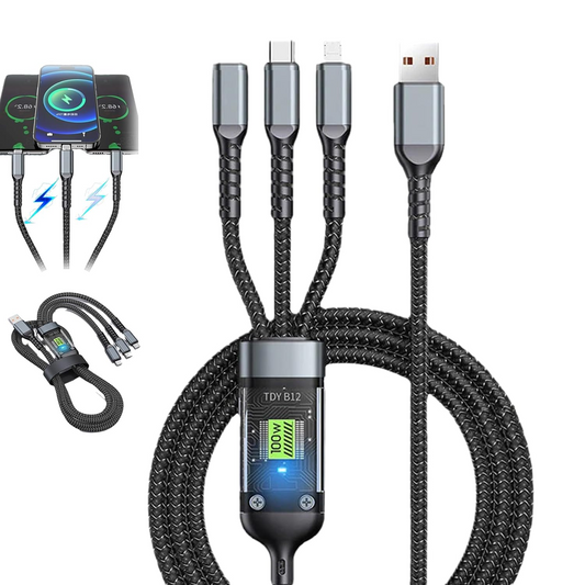 🔥OFERTA 1+1🔥FlashCord™ Cablu de încărcare super rapid luminos 3 în 1