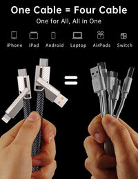 Thumbnail for Cablu 4 in 1 de100w cu Incarcare super rapida (Compatibil pentru toate telefoanele)