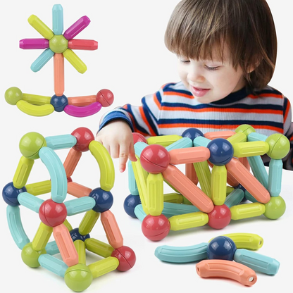 MagStix™ – Set de Blocuri Magnetice de Constructie pentru Copii (64 piese)