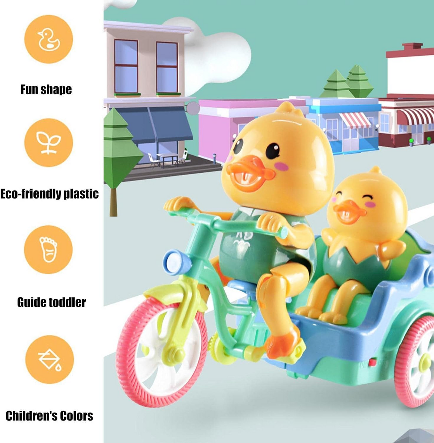 DuckRide™ – Jucarie Electrica Ratusca pe Tricicleta cu Muzica si Lumini