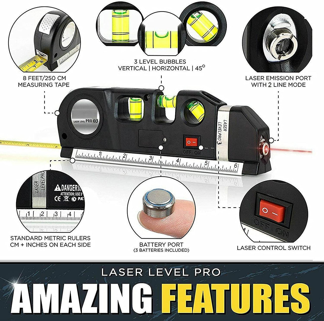 LeverPRO3™ Banda de Masurat - Nivel cu Laser