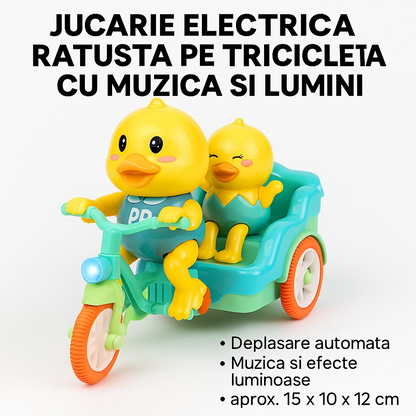 DuckRide™ – Jucarie Electrica Ratusca pe Tricicleta cu Muzica si Lumini