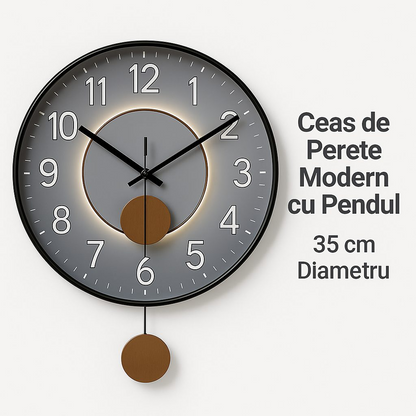 LumiClock™ - Ceas de Perete Modern cu Pendul 35 cm