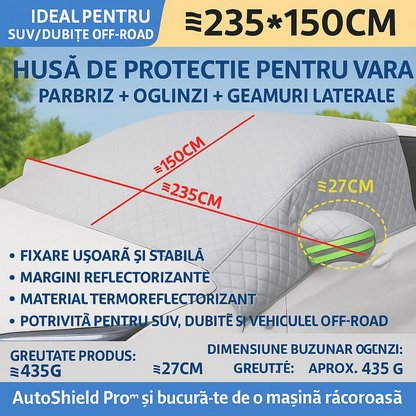 AutoShield Pro™ – Husa de Protectie Solara pentru Parbriz si Geamuri Laterale (235 x 150 cm)