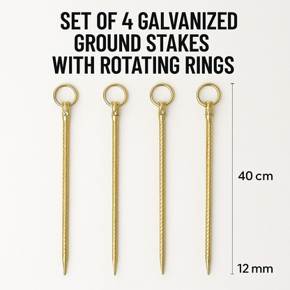 Set 4 Tarusi de Prindere Galvanizati cu Inel Rotativ – 40 cm, Ø12 mm