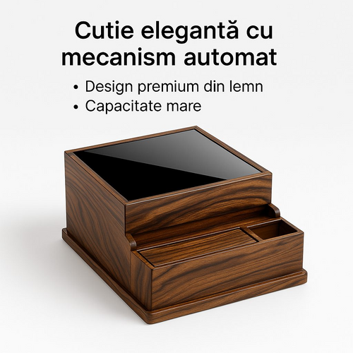 Woodora™ – Cutie Eleganta tip Lemn cu Mecanism Automat