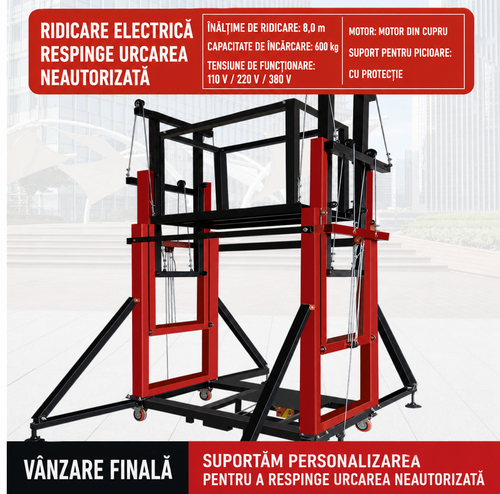 Platforma/Schela Electrica cu Lift de Ridicare Profesional 8m / 600kg